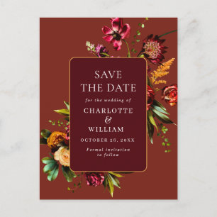 Carte Postale Nouveau mariage Fleurs Enregistrer la date Code QR
