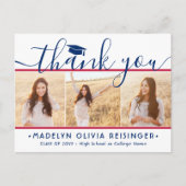 Carte Postale Nouveau Merci de graduation d'adresse Rouge Blanc  (Devant)