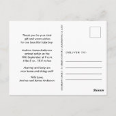 Carte Postale Nouveau Merci Faire-part de naissance bébé (Dos)