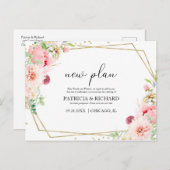 Carte Postale Nouveau plan Elegant Blush Floral Mariage géométri (Devant / Derrière)