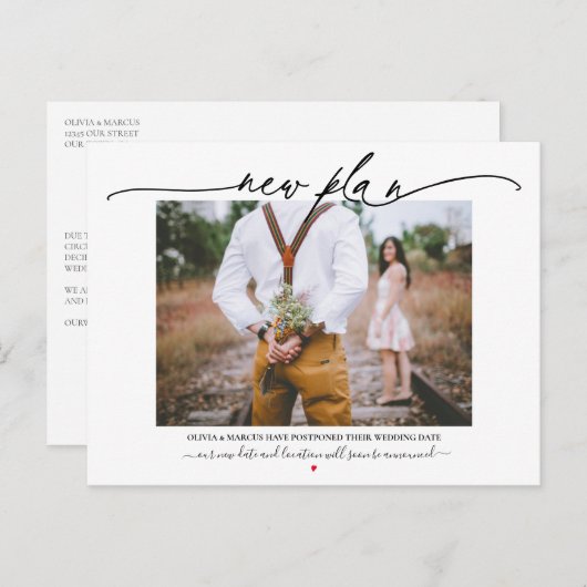 Carte Postale Nouveau plan Mariage de calligraphie report (Devant / Derrière)