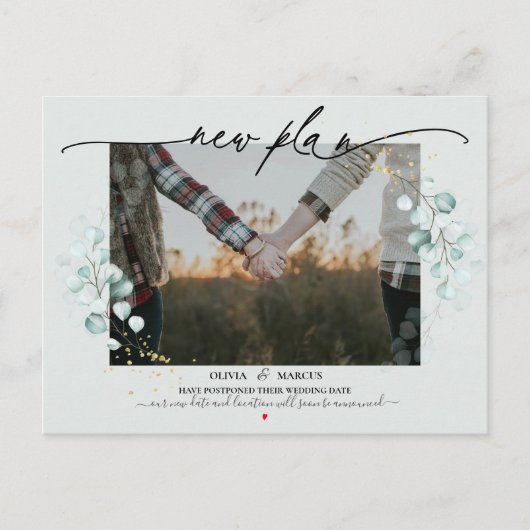 Carte Postale Nouveau plan Photo Calligraphie Mariage Eucalyptus (Devant)