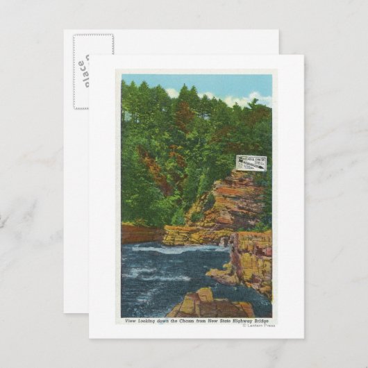 Carte Postale Nouveau pont routier d'État Vue du chaos Ausable (Devant / Derrière)