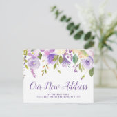 Carte Postale Nouveau script d'adresse en lettres violet se dépl (Debout devant)