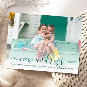 Carte Postale Nouveau script Turquoise de photo d'adresse