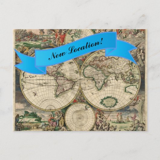 Carte Postale Nouveau site Vintage World Map (Devant)
