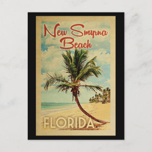 Carte Postale Nouveau Smyrna Beach Palm Tree Vintage voyage