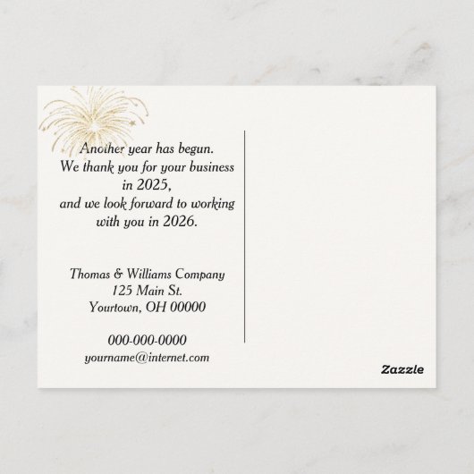 Carte Postale Nouvel An 2026 Sparkler (Dos)