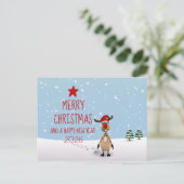 Carte Postale Nouvel An Arbre de Noël de rennes drôle 2022 (Debout devant)