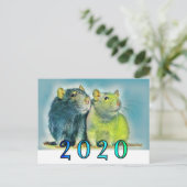 Carte Postale Nouvel An chinois 2020 Rat (Debout devant)
