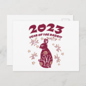 Carte Postale Nouvel An chinois 2023 - Année du lapin (Devant / Derrière)