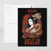 Carte Postale Nouvel An chinois | 2024 Année du Dragon (Devant / Derrière)
