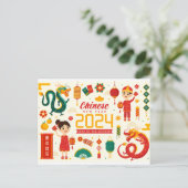 Carte Postale Nouvel An Chinois 2024 Année Du Dragon (Debout devant)