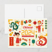 Carte Postale Nouvel An Chinois 2024 Année Du Dragon (Devant / Derrière)