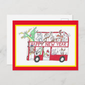 Carte Postale Nouvel An chinois - Année du boeuf (rouge) (Devant / Derrière)