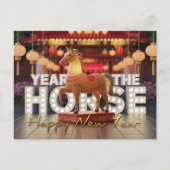 Carte Postale Nouvel An Chinois Cheval Disco avec textes HPc (Devant)