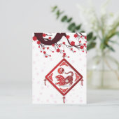 Carte Postale Nouvel an chinois des fleurs de l'arbre du tigre (Debout devant)