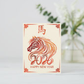 Carte Postale Nouvel an chinois du Fire Horse 2026 (Debout devant)