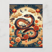 Carte Postale Nouvel An chinois personnalisé Serpent Gold Orname (Devant)