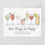 Carte Postale Nouvel An Cocktail Boissons QR Code Événements (Devant)