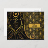 Carte Postale Nouvel An Elegant Art Déco Vintage (Devant / Derrière)