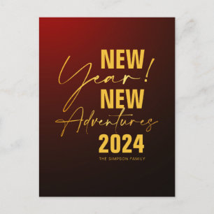 Carte Postale nouvel an! Lettres New Adventures Gold