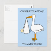 Carte Postale Nouvel oncle à Félicitations pour bébé garçon (Devant / Derrière)