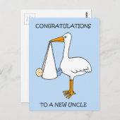 Carte Postale Nouvel oncle à nouveau-né garçon Félicitations (Devant / Derrière)