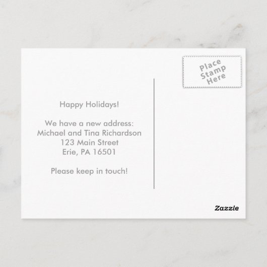 Carte Postale Nouvelle adresse à Noël Silver Snowflake (Dos)