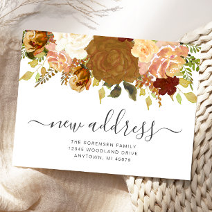 Carte Postale Nouvelle Adresse Annonce de déménagement Florale d