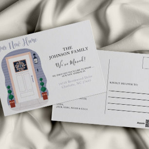 Carte Postale Nouvelle adresse Blue Pastel We've Moved Faire-par