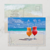 Carte Postale Nouvelle Adresse Cocktails de plage dans le sable (Devant / Derrière)