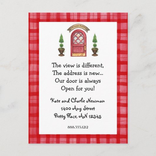 Carte postale nouvelle adresse de la porte rouge (Devant)