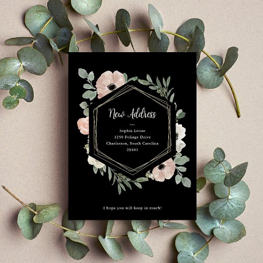 Carte Postale Nouvelle Adresse | Fleurs de Pêche Poussiéreuses s