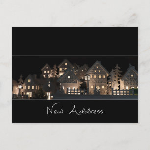 Carte Postale Nouvelle adresse Maisons de Noël illuminées