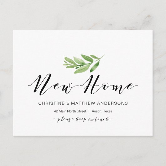 Carte Postale Nouvelle Adresse, Verdure, Faire-part mobile (Devant)