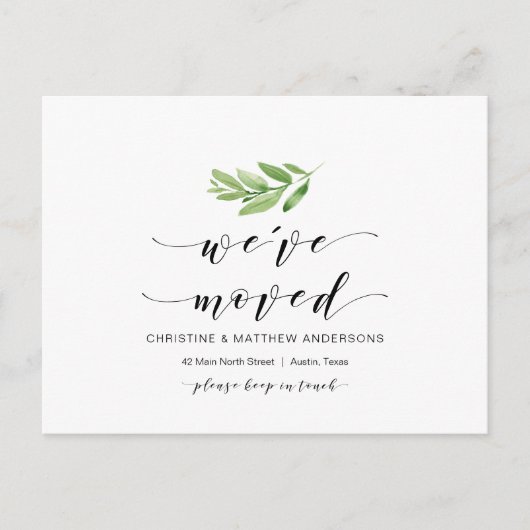 Carte Postale Nouvelle Adresse, Verdure, Faire-part mobile (Devant)