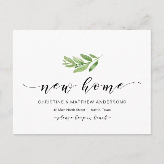 Carte Postale Nouvelle Adresse, Verdure, Faire-part mobile (Devant)