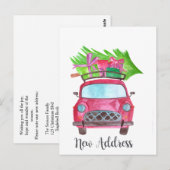 Carte Postale Nouvelle adresse Voiture de Noël classique (Devant / Derrière)