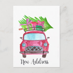 Carte Postale Nouvelle adresse Voiture de Noël classique