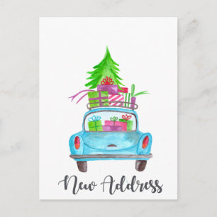 Carte Postale Nouvelle adresse Voiture de Noël classique