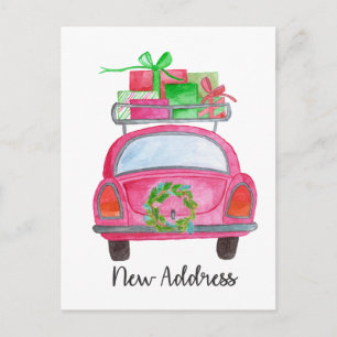 Carte Postale Nouvelle adresse Voiture de Noël classique