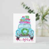 Carte Postale Nouvelle adresse Voiture de Noël classique (Debout devant)