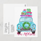 Carte Postale Nouvelle adresse Voiture de Noël classique (Devant / Derrière)