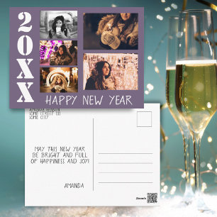 Carte Postale Nouvelle Année 2026 Joyeuse 5 Collage de Photos Vi