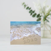Carte Postale Nouvelle Année 2026 Plage Sable Merci (Debout devant)