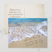 Carte Postale Nouvelle Année 2026 Plage Sable Merci (Devant / Derrière)