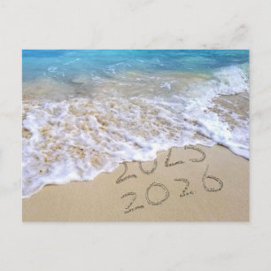 Carte Postale Nouvelle Année 2026 Sable de Plage Merci