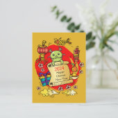 Carte Postale Nouvelle Année Chinoise Dragon Dessin Animé (Debout devant)