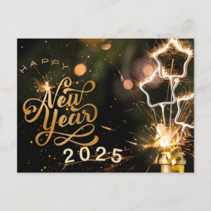 Carte Postale Nouvelle année de typographie 2025